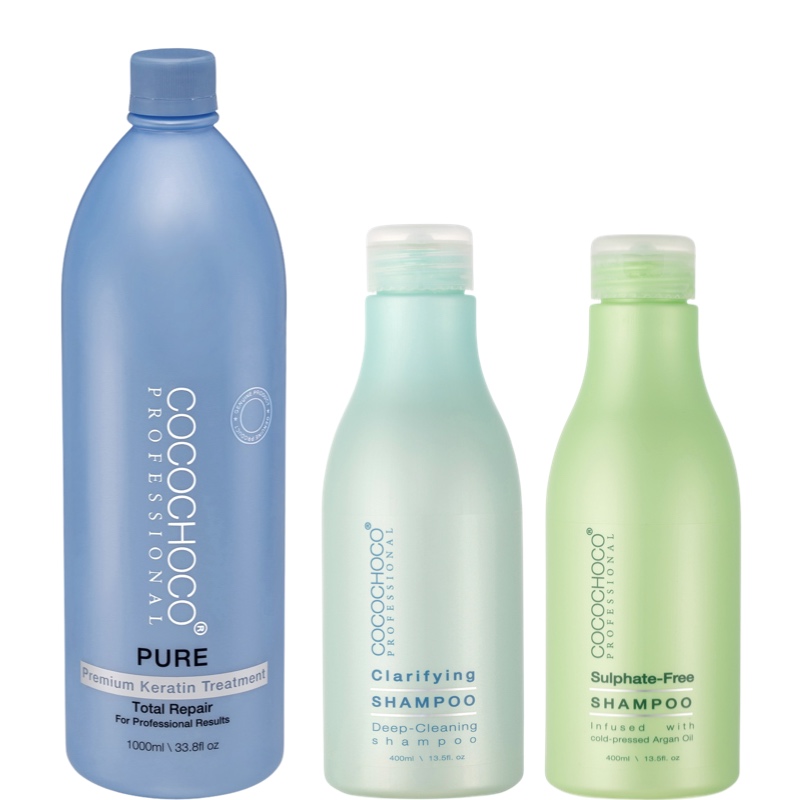 Brazílsky Keratín Pure 1000ml čistiaci a bezsulfátový šampón 2x 400ml | COCOCHOCO®